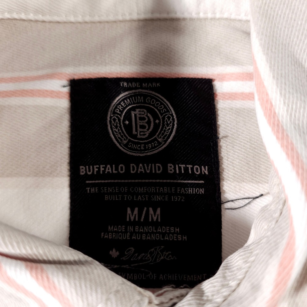 Buffalo David Bitton Button Down Shirt Mens M Beige Pink Striped Cotton Long - Picture 2 of 8